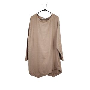 Noblu Women's Long Sleeves Tunic Top Lagenlook Tan